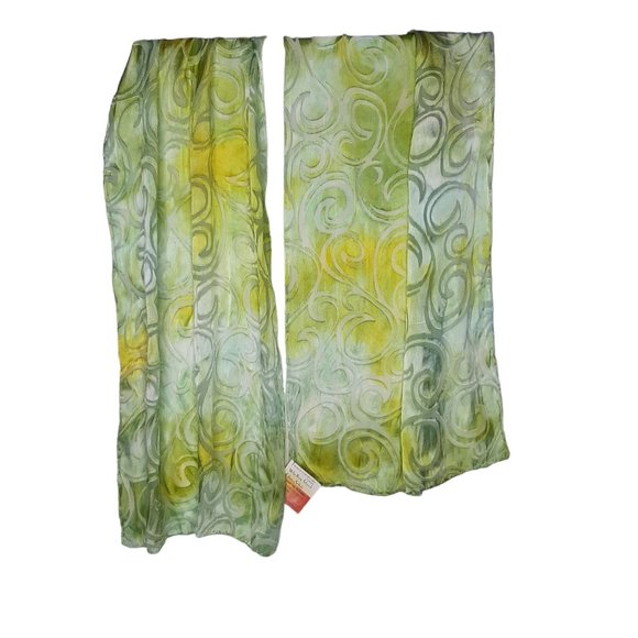 Hand Dyed Scarf Green Yellow Swirls Spring Easter Mother's Day Wedding NWT - Picture 6 of 6